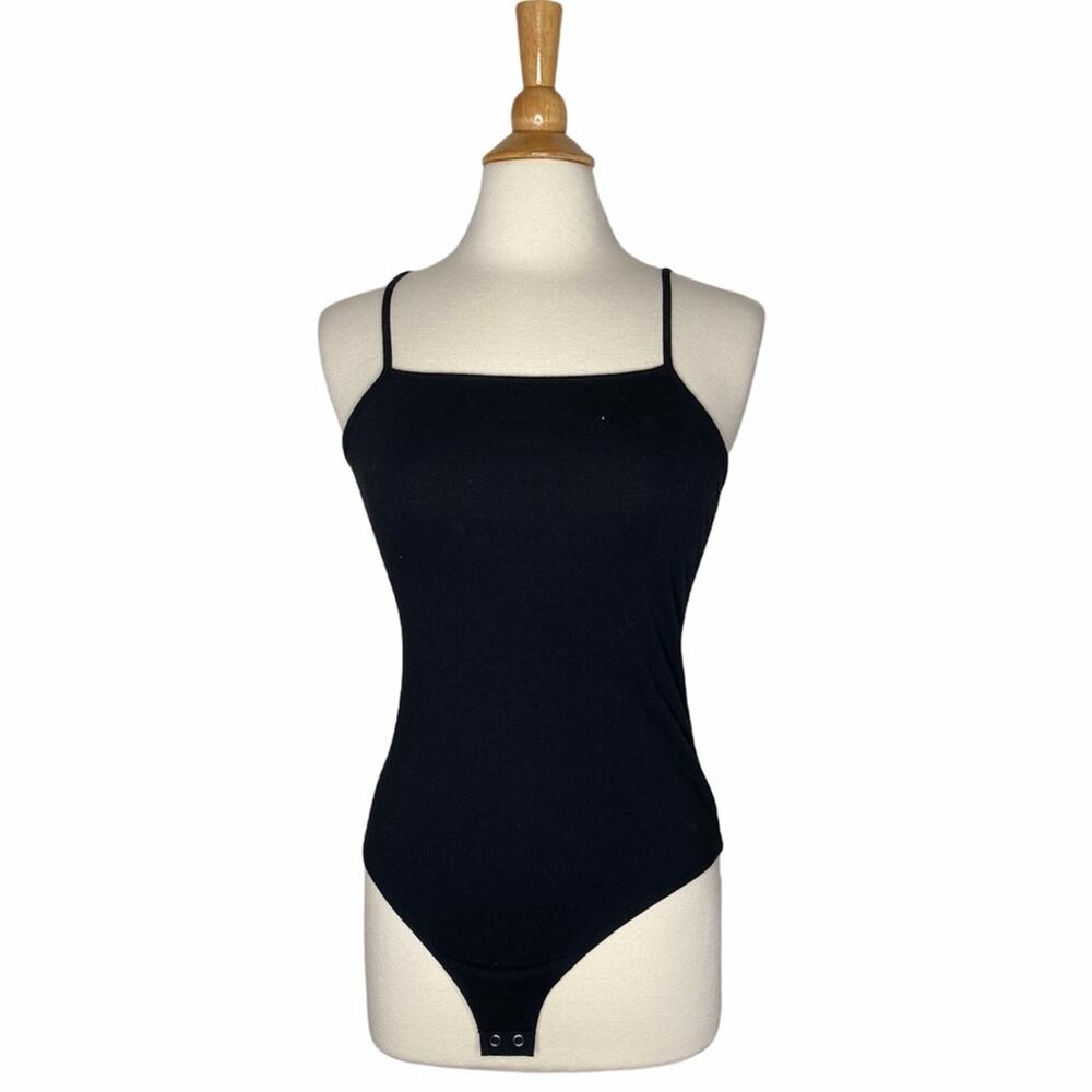 Wild Fable Black bodysuit Size Large never worn Minimalist Square Neck 1EA6